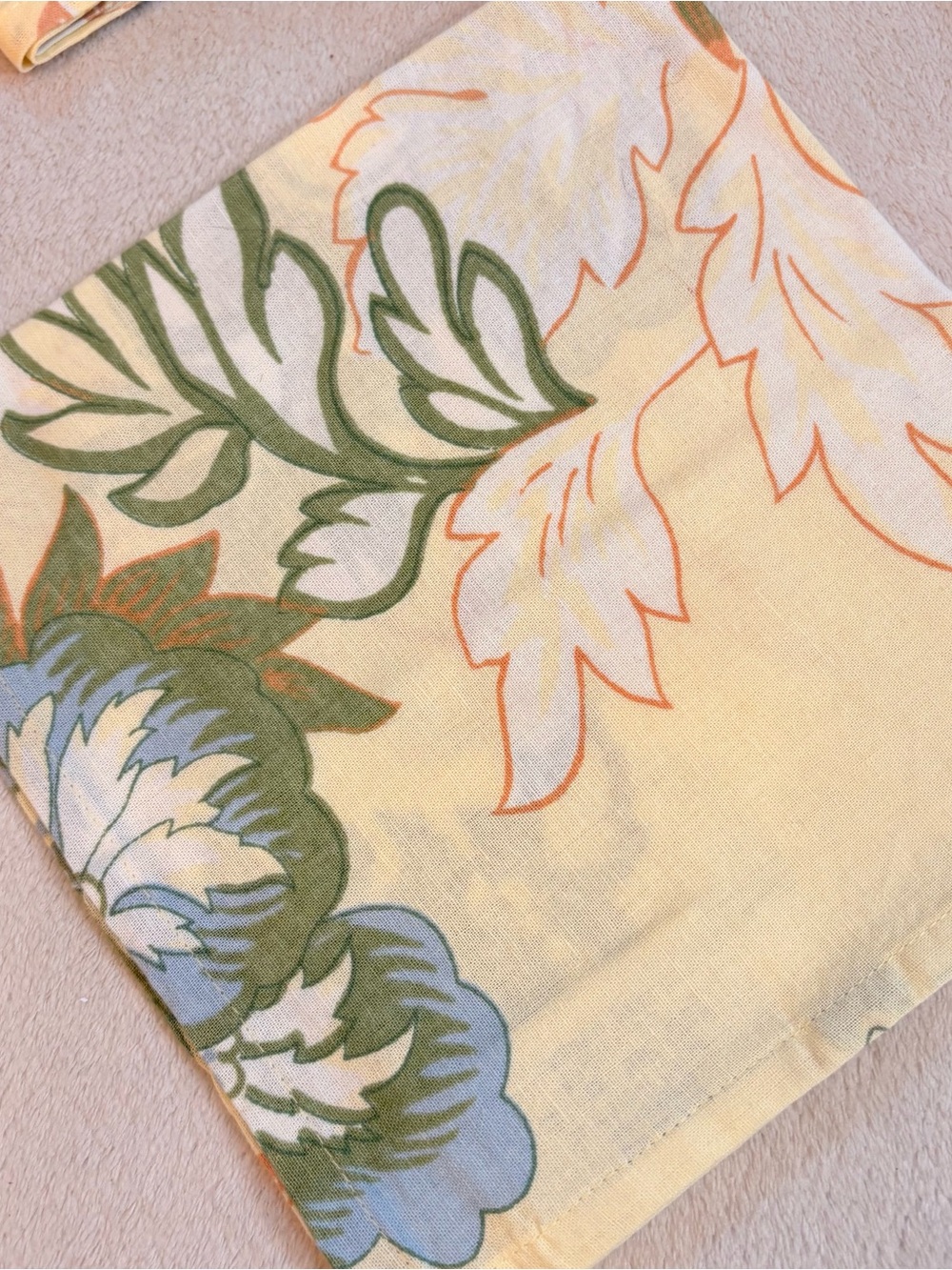 April Cornell Yellow Blue Green Floral Cotton Napkins — Set Of 8 - Picture 2 of 5